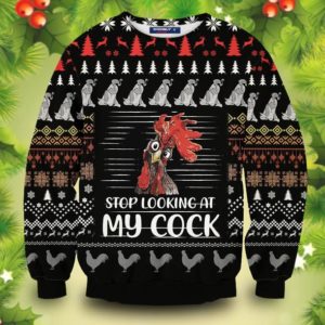 Stop Looking At My Cock Knitting Pattern 3D Print Ugly Christmas Sweater Jisubin Apparel