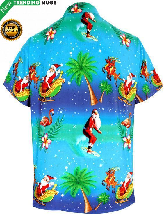 Christmas Santa Coconut Tree Hawaiian Shirt