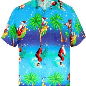 Christmas Santa Coconut Tree Hawaiian Shirt Jisubin Apparel