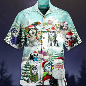 Merry Husky Christmas Hawaiian Shirt Jisubin Apparel
