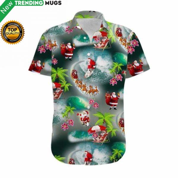 Santa Beach Christmas Hawaiian Shirt Jisubin Apparel