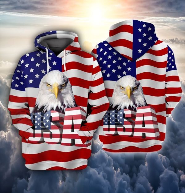 USA Flag Bald Eagle 3D Print Hoodie Jisubin Apparel