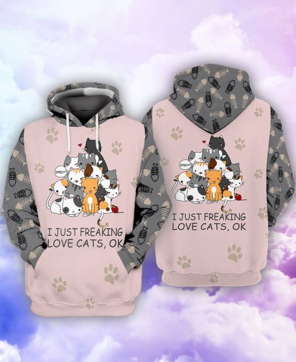 I Just Freaking Love Cats Ok 3D Hoodie Jisubin Apparel