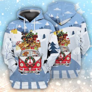 Dogs On Bus Christmas 3D Hoodie Jisubin Apparel