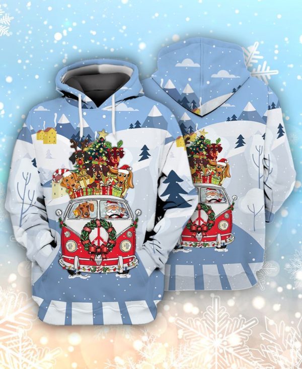 Dogs On Bus Christmas 3D Hoodie Jisubin Apparel