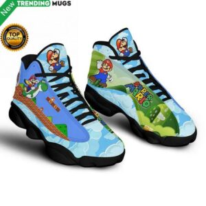 Super Mario Air Jordan 13 Shoes Gamer Lover - Men's Air Jordan 13 - Light Blue