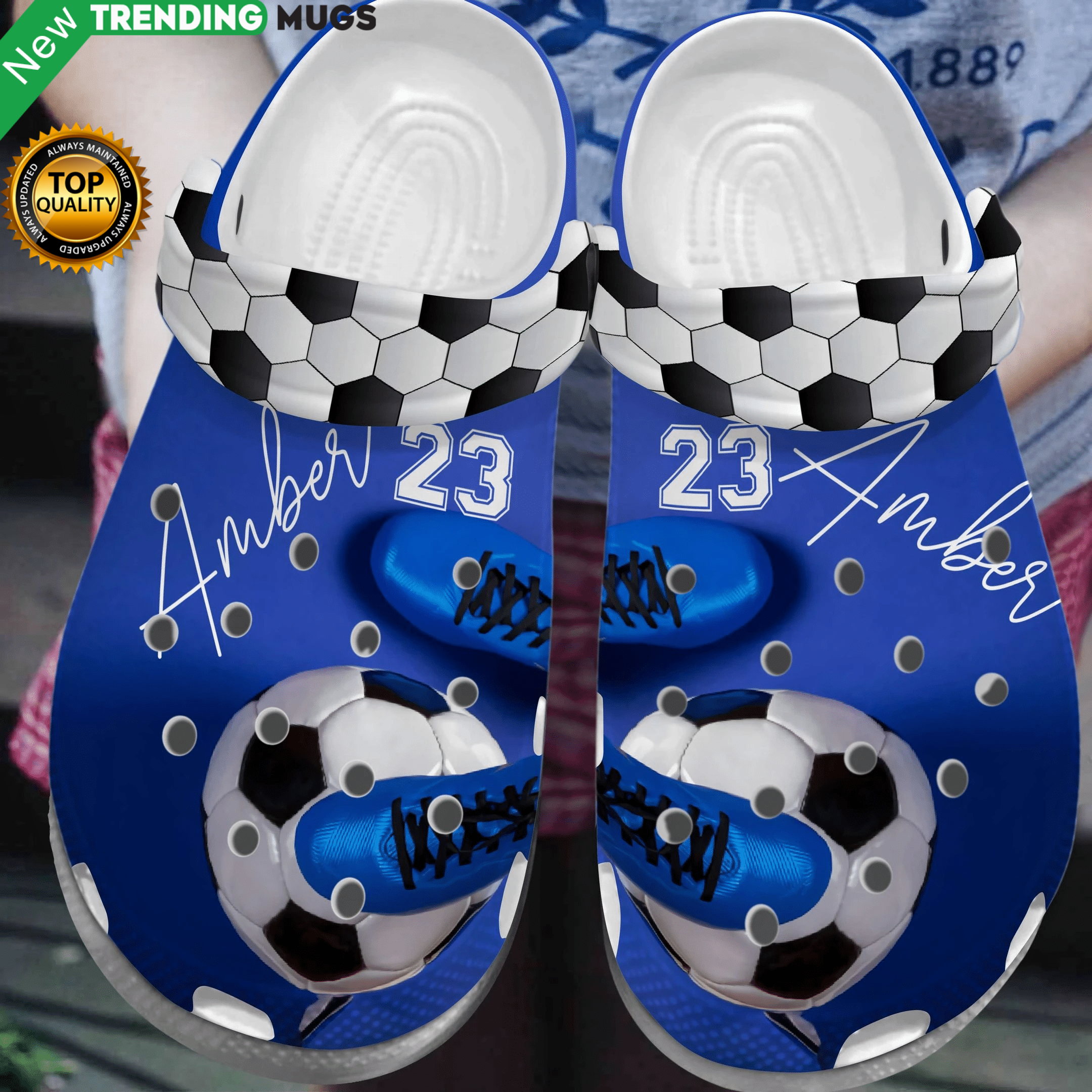 Blue Soccer Clog Shoes Comfortable Gift for Men And Women Clog Shoes Blue Soccer Clog Shoes Comfortable Gift for Men And Women Clog Shoes