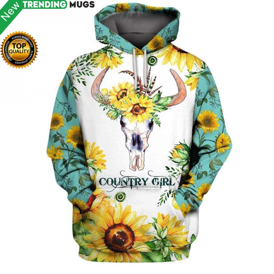 Country Girl Sunflower All Over Print 3D Hoodie Apparel