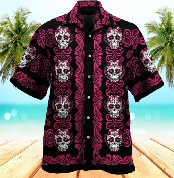 Sugar Skull All Over Print Hawaiian Shirt Apparel