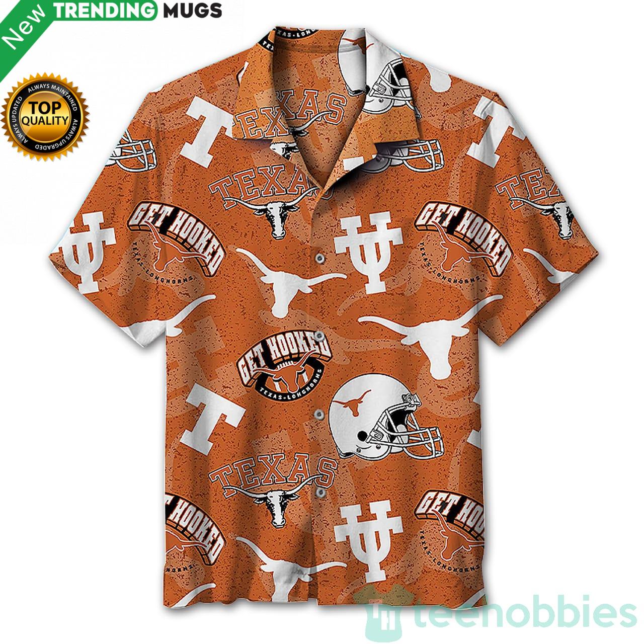 University Of Texas Get Hooked Hawaiian All Over Print Shirt Apparel University Of Texas Get Hooked Hawaiian All Over Print Shirt Apparel