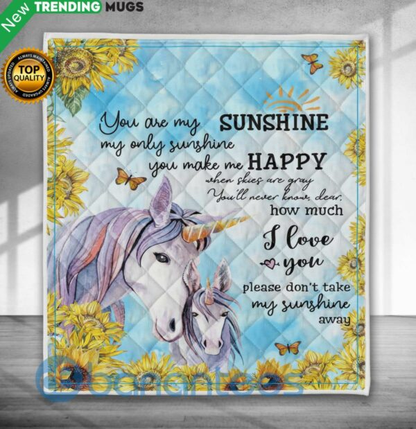 You Are Sunshine Unicorn Quilt Blanket Apparel