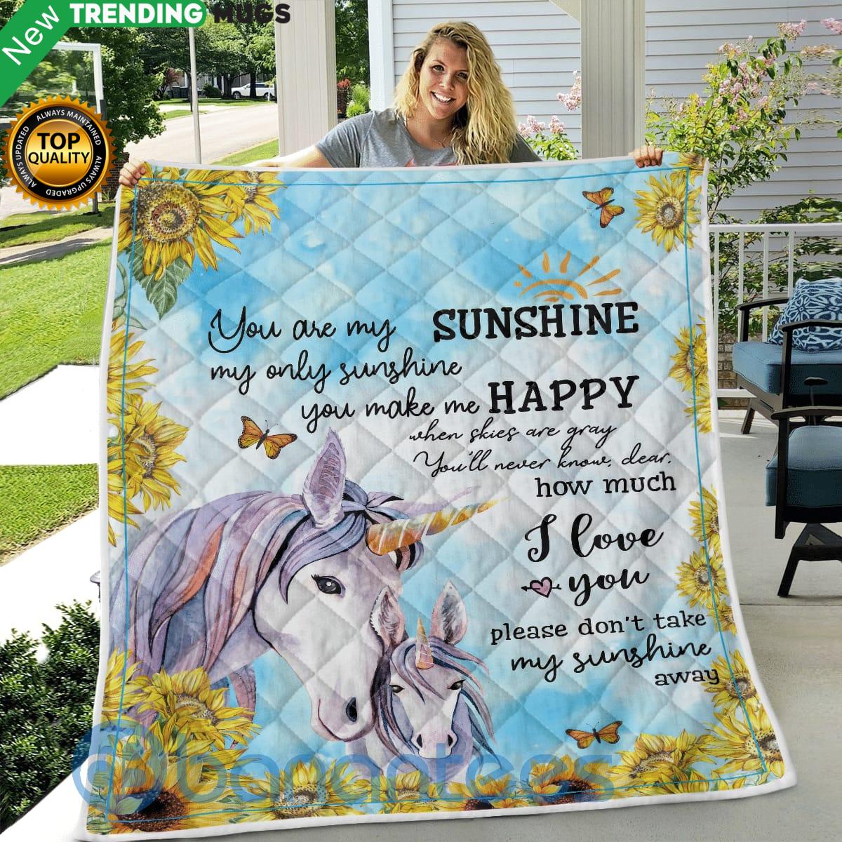 You Are Sunshine Unicorn Quilt Blanket Apparel
