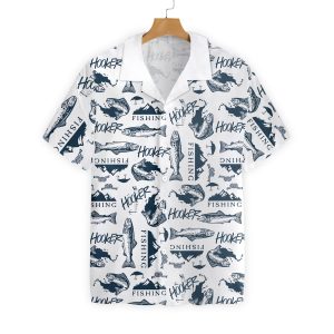 Fishing Hawaii Shirt Hooker Fishing Black White Pattern Hawaiian Shirt 3D All Over Print