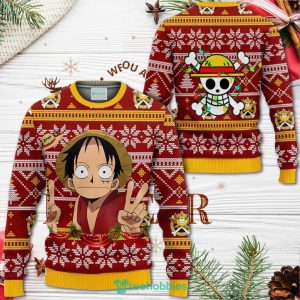 Funny Luffy Christmas Sweater Custom One Piece Anime Xmas Shirt For Men Women Sweater