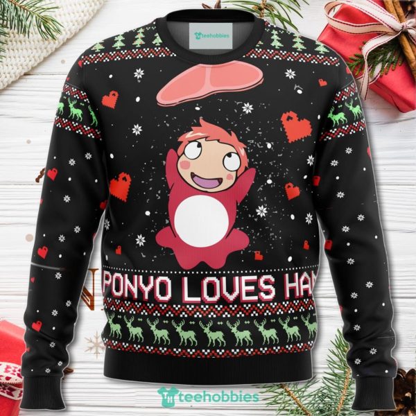 Ghibli Ponyo Loves Ham Christmas Sweater For Men Women Sweater