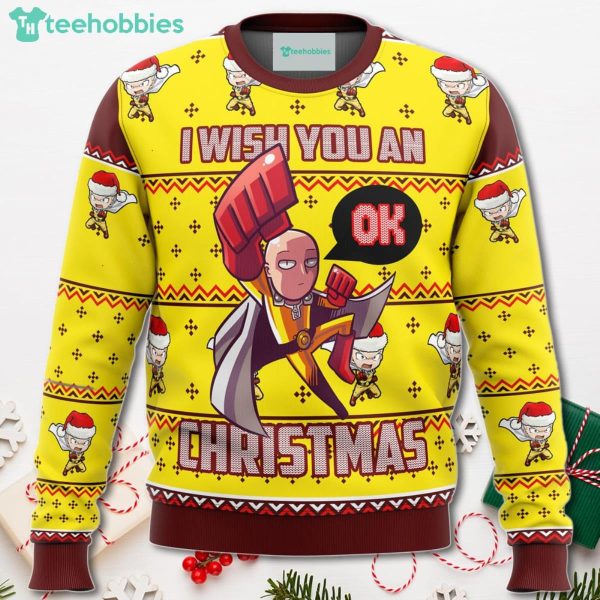 One Punch Saitama Ok Christmas Sweater For Men Women Sweater