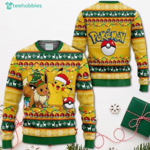 Pikachu Eevee Christmas Sweater Pokemon Anime Xmas Shirt For Men Women Sweater