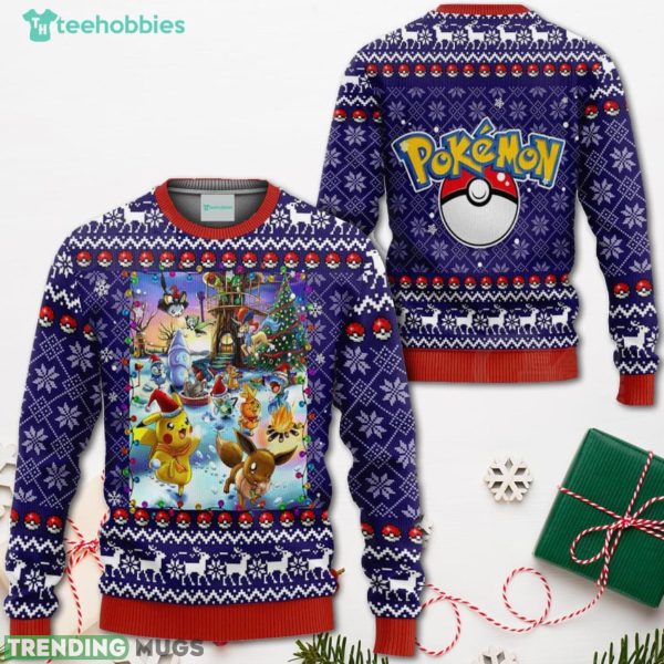 Pokemon Christmas Sweater Happy Pokemon Anime Xmas Shirt For Men Women Sweater