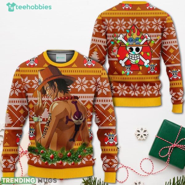 Portgas Ace Christmas Sweater Custom One Piece Anime Xmas Shirt For Men Women Sweater