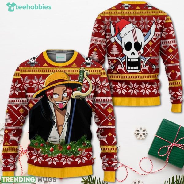 Red Hair Shanks Christmas Sweater Custom One Piece Anime Xmas Shirt For Men Women Sweater