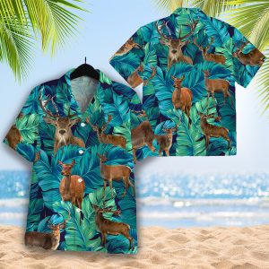 Deer Lovers Hawaiian Shirt, Tropical Deer Men Hawaiian Shirts Product Photo 1