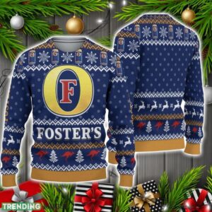 3D Fosters Beer Ugly Sweater Christmas Holiday Gift Christmas 3D Sweater