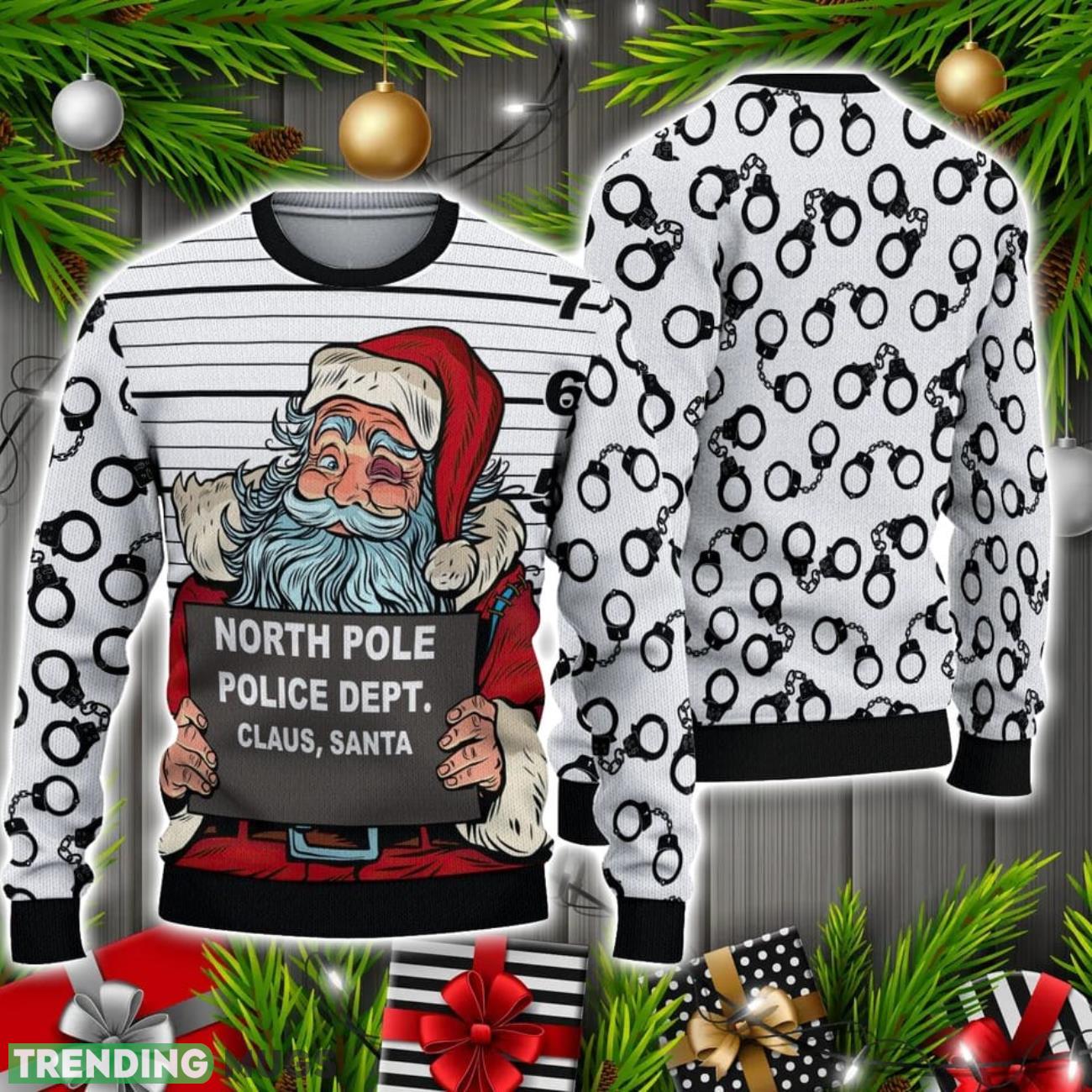 3D Santa Claus Arrested By North Pole Police Ugly Sweater Christmas Holiday Gift 3D Sweater 3D Santa Claus Arrested By North Pole Police Ugly Sweater Christmas Holiday Gift 3D Sweater