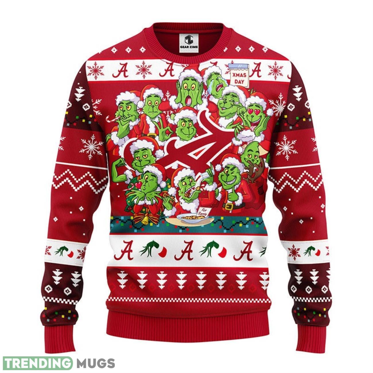 Alabama Crimson Tide 12 Grinch Xmas Day Ugly Christmas Sweater For Sport Fans Christmas Gift 3D Sweater Alabama Crimson Tide 12 Grinch Xmas Day Ugly Christmas Sweater For Sport Fans Christmas Gift 3D Sweater
