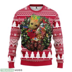 Alabama Crimson Tide Groot Hug Ugly Christmas Sweater For Sport Fans Christmas Gift 3D Sweater