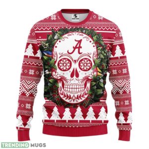 Alabama Crimson Tide Skull Flower Ugly Ugly Christmas Sweater For Sport Fans Christmas Gift 3D Sweater