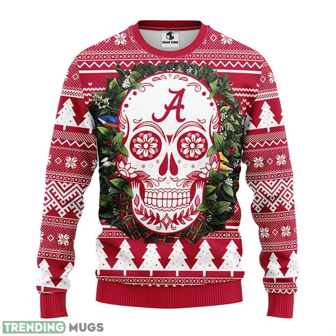 Alabama Crimson Tide Skull Flower Ugly Ugly Christmas Sweater For Sport Fans Christmas Gift 3D Sweater Alabama Crimson Tide Skull Flower Ugly Ugly Christmas Sweater For Sport Fans Christmas Gift 3D Sweater