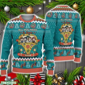 All You Need Is Love Hippie Peace Bus Ugly Christmas Sweater Christmas Holiday Gift 3D Sweater