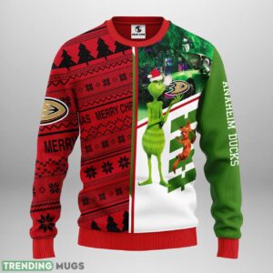 Anaheim Ducks Grinch & Scooby doo Ugly Christmas Sweater For Sport Fans Christmas Gift 3D Sweater