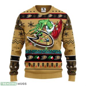 Anaheim Ducks Grinch Ugly Christmas Sweater For Sport Fans Christmas Gift 3D Sweater