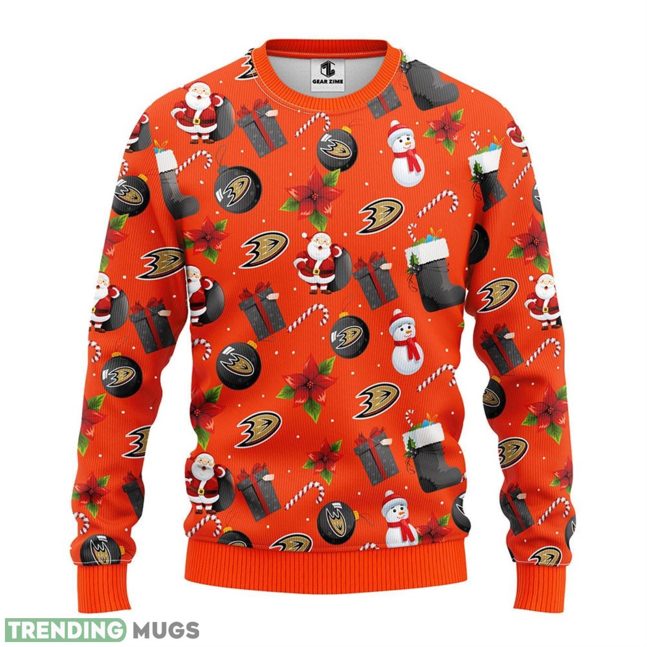 Anaheim Ducks Santa Claus Snowman Ugly Christmas Sweater For Sport Fans Christmas Gift 3D Sweater Anaheim Ducks Santa Claus Snowman Ugly Christmas Sweater For Sport Fans Christmas Gift 3D Sweater