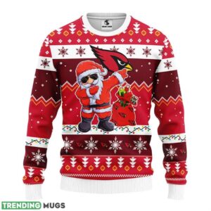 Arizona Cardinals Dabbing Santa Claus Ugly Christmas Sweater For Sport Fans Christmas Gift 3D Sweater