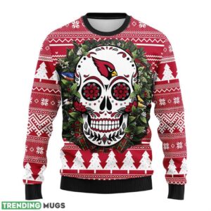 Arizona Cardinals Skull Flower Ugly Ugly Christmas Sweater For Sport Fans Christmas Gift 3D Sweater
