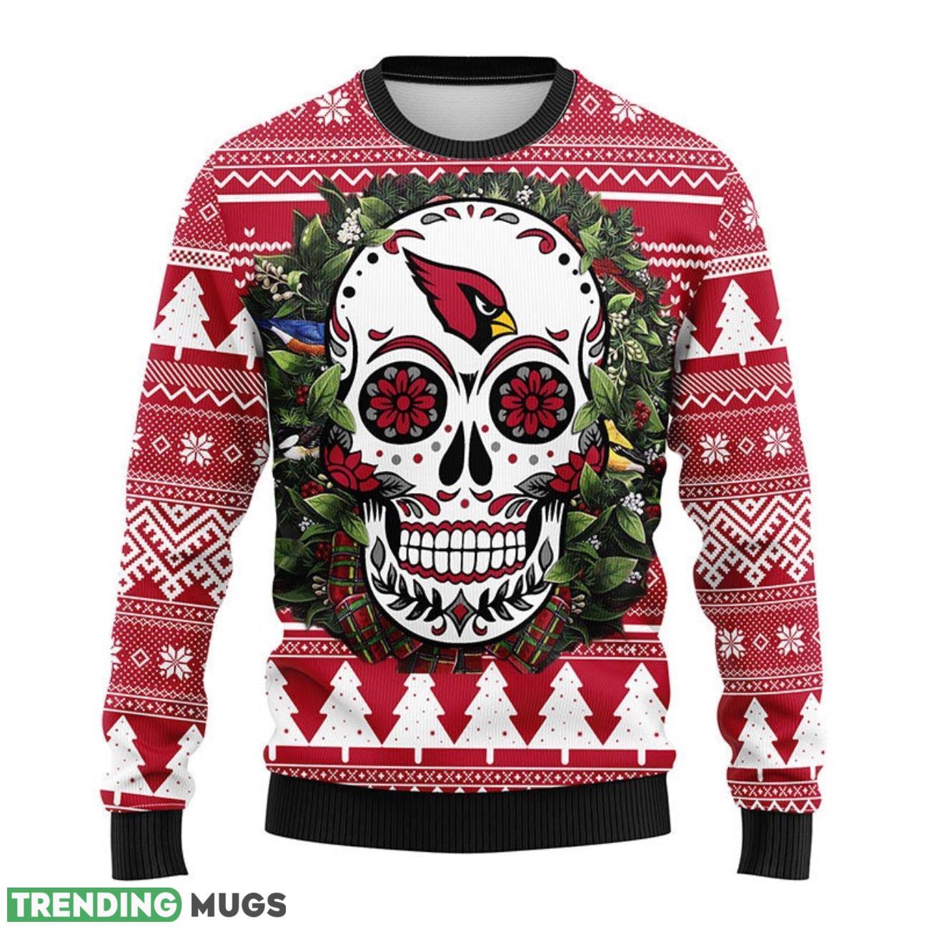 Arizona Cardinals Skull Flower Ugly Ugly Christmas Sweater For Sport Fans Christmas Gift 3D Sweater Arizona Cardinals Skull Flower Ugly Ugly Christmas Sweater For Sport Fans Christmas Gift 3D Sweater