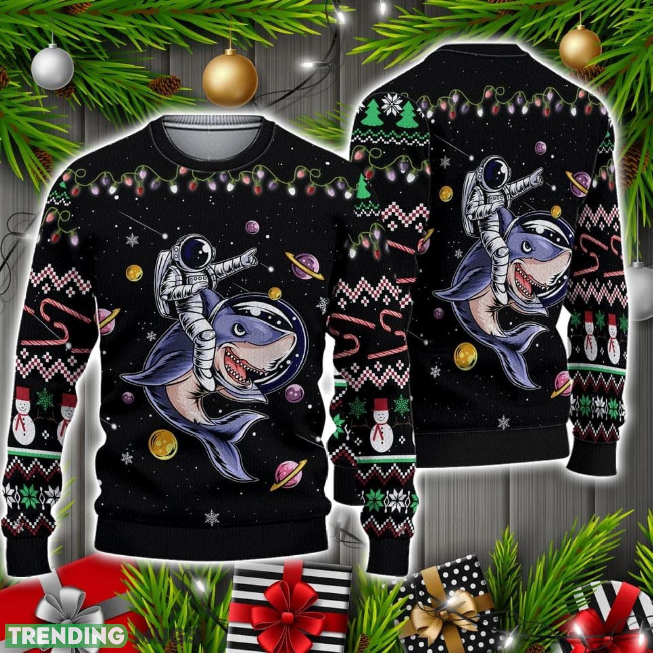 Astronauts Ride A Shark Ugly Christmas Sweater Christmas Holiday Gift 3D Sweater Astronauts Ride A Shark Ugly Christmas Sweater Christmas Holiday Gift 3D Sweater