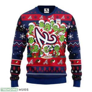 Atlanta Braves 12 Grinch Xmas Day Ugly Christmas Sweater For Sport Fans Christmas Gift 3D Sweater
