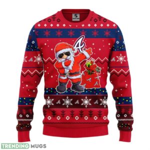 Atlanta Braves Dabbing Santa Claus Ugly Christmas Sweater For Sport Fans Christmas Gift 3D Sweater