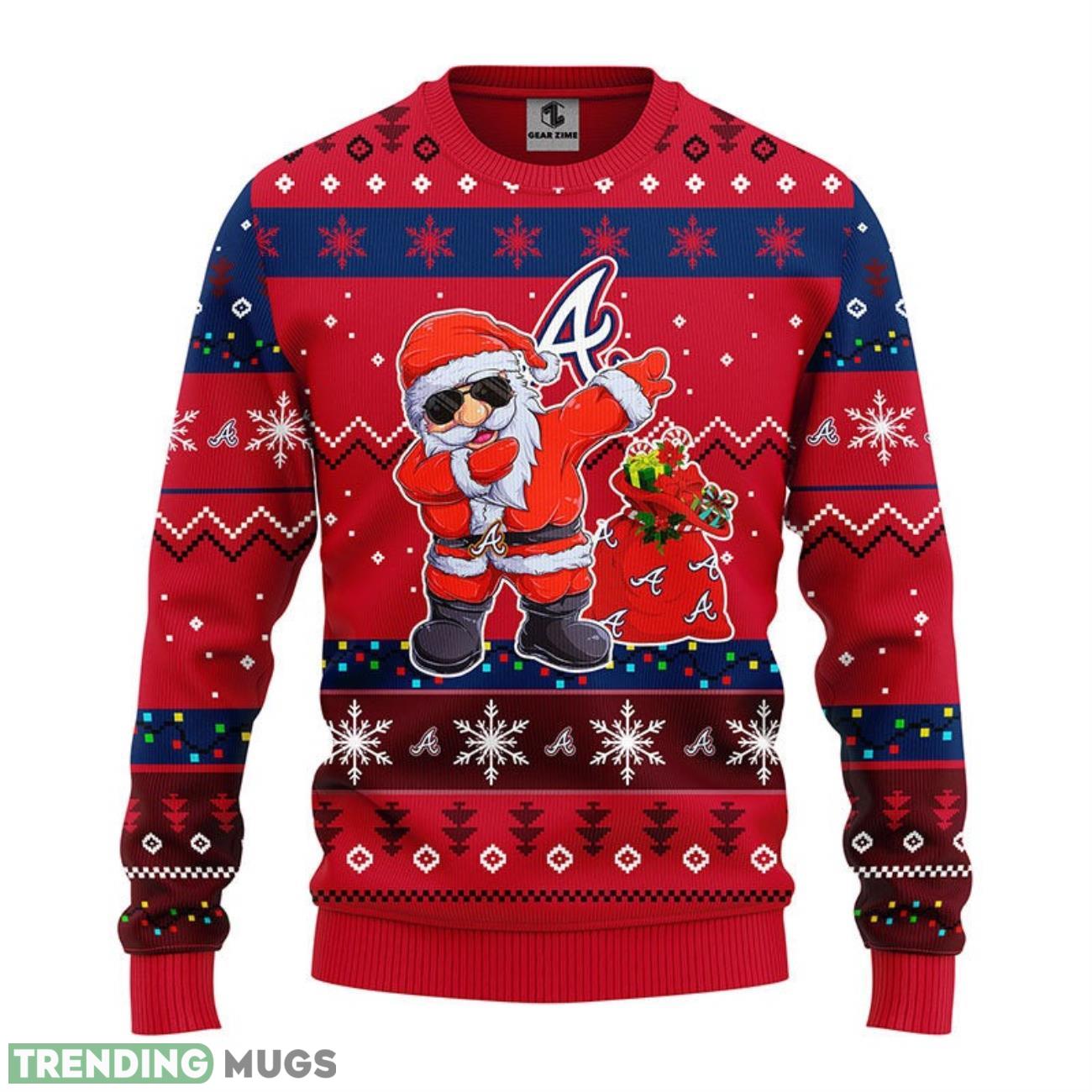 Atlanta Braves Dabbing Santa Claus Ugly Christmas Sweater For Sport Fans Christmas Gift 3D Sweater Atlanta Braves Dabbing Santa Claus Ugly Christmas Sweater For Sport Fans Christmas Gift 3D Sweater