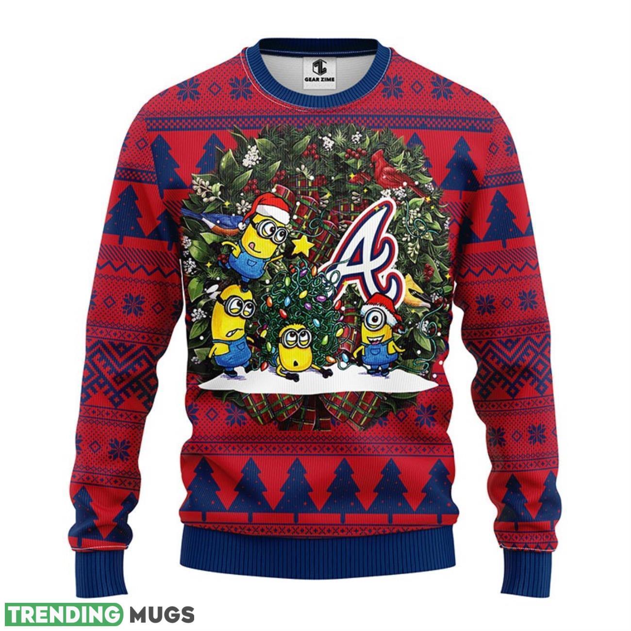 Atlanta Braves Minion Ugly Christmas Sweater For Sport Fans Christmas Gift 3D Sweater Atlanta Braves Minion Ugly Christmas Sweater For Sport Fans Christmas Gift 3D Sweater