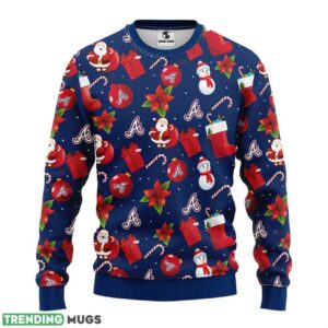 Atlanta Braves Santa Claus Snowman Ugly Christmas Sweater For Sport Fans Christmas Gift 3D Sweater