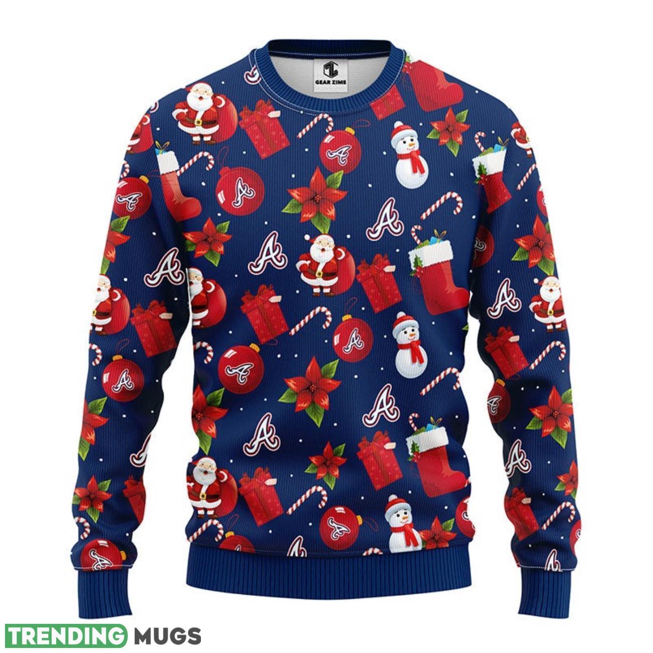 Atlanta Braves Santa Claus Snowman Ugly Christmas Sweater For Sport Fans Christmas Gift 3D Sweater Atlanta Braves Santa Claus Snowman Ugly Christmas Sweater For Sport Fans Christmas Gift 3D Sweater