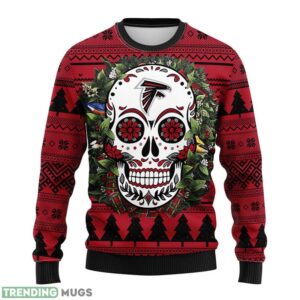 Atlanta Falcons Skull Flower Ugly Ugly Christmas Sweater For Sport Fans Christmas Gift 3D Sweater