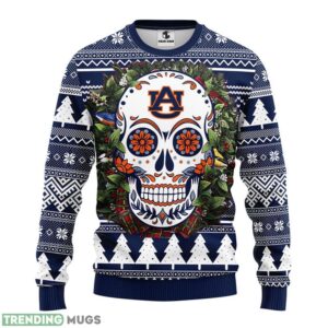 Auburn Tigers Skull Flower Ugly Ugly Christmas Sweater For Sport Fans Christmas Gift 3D Sweater