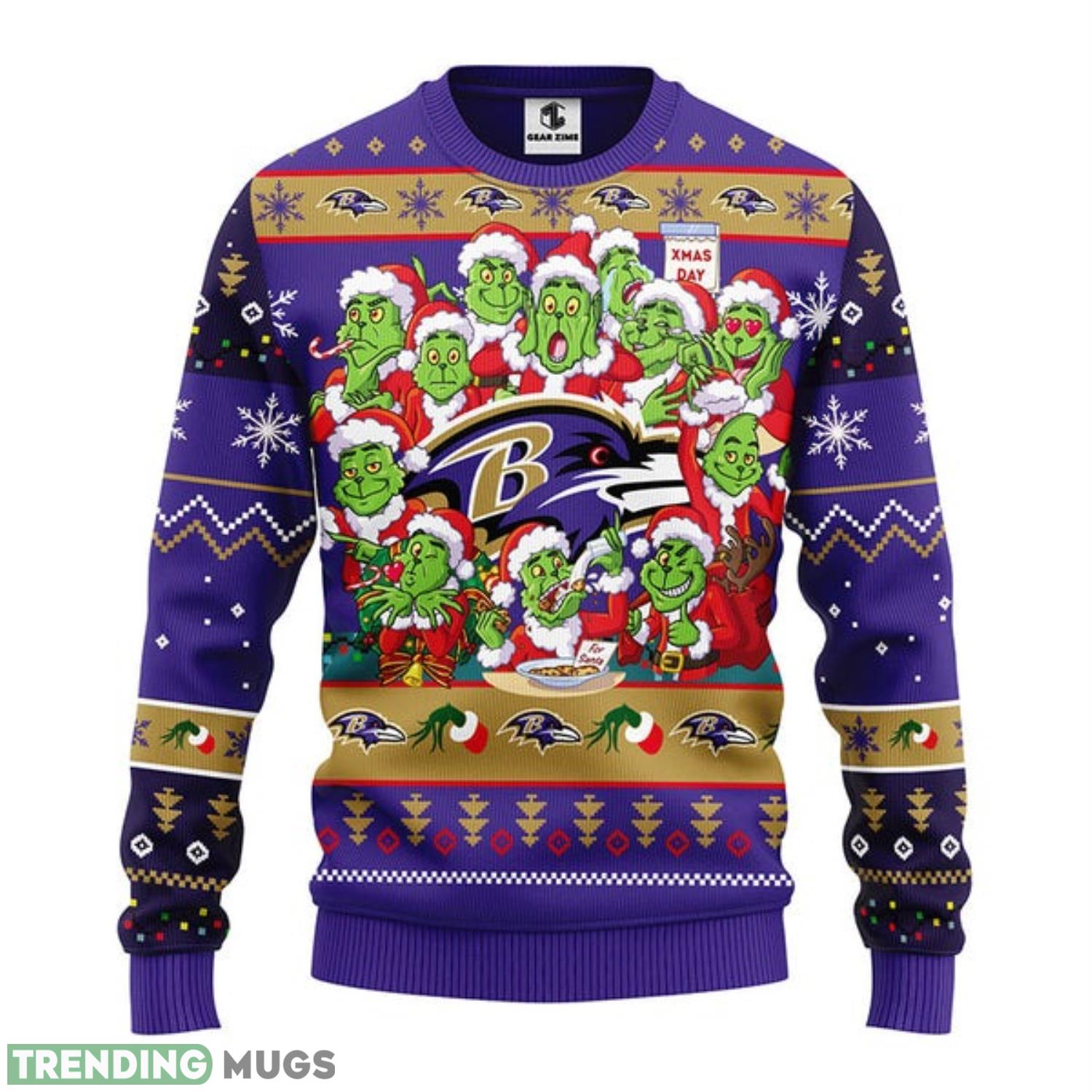 Baltimore Ravens 12 Grinch Xmas Day Ugly Christmas Sweater For Sport Fans Christmas Gift 3D Sweater Baltimore Ravens 12 Grinch Xmas Day Ugly Christmas Sweater For Sport Fans Christmas Gift 3D Sweater