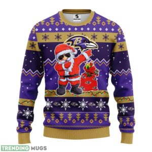 Baltimore Ravens Dabbing Santa Claus Ugly Christmas Sweater For Sport Fans Christmas Gift 3D Sweater