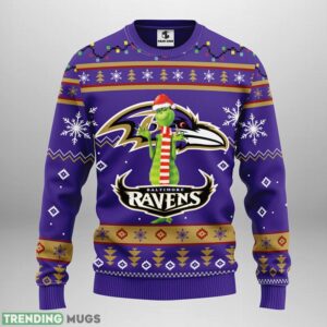 Baltimore Ravens Funny Grinch Ugly Christmas Sweater For Sport Fans Christmas Gift 3D Sweater
